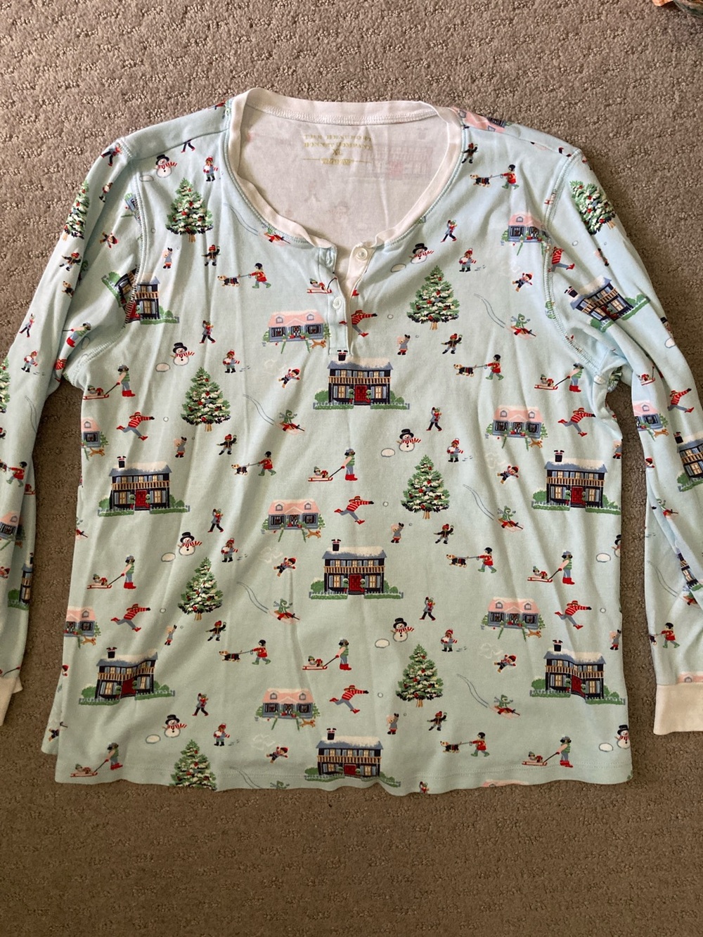 🎄 TBBC blue holiday pima cotton pajama top, XL.